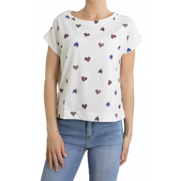 t shirt scollo a barca con cuoricini